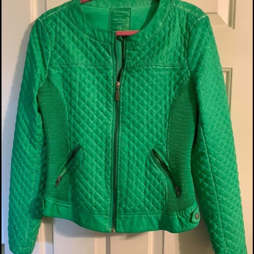 Vegan leather moto quilted jacket